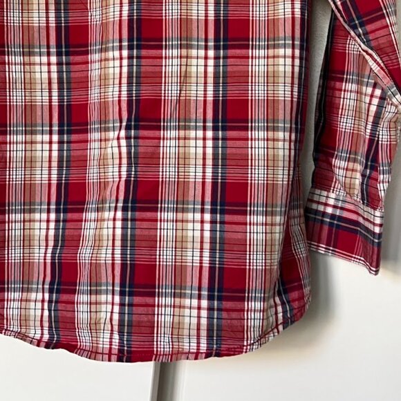 Levi's Pearl Snap Button Red Plaid Long Sleeve Western Cowboy Shirt Small 8-10 - Picture 10 of 11